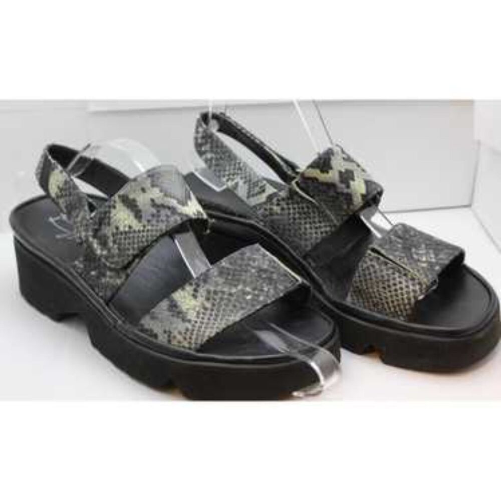 Thierry Rabotin Metallic Snakeskin Leather Platform Sandals Italy EU 38